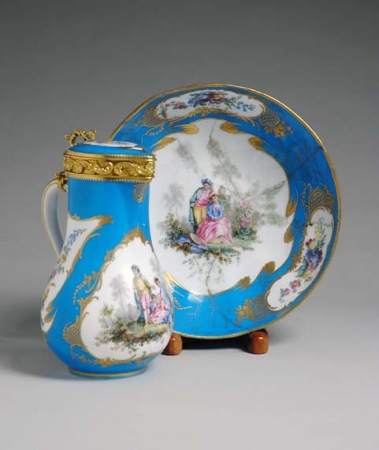 Lot image - Sevres Gilt-Bronze Mounted Porcelain Covered Ewer and Basin