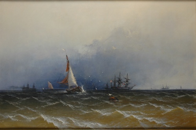 Lot image - James Hamilton 1819-1878 Channel Scenery - Showery Weather, 1864