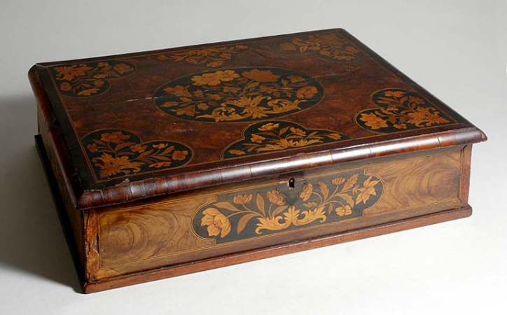 Lot image - William and Mary Marquetry Inlaid Walnut Lace Box