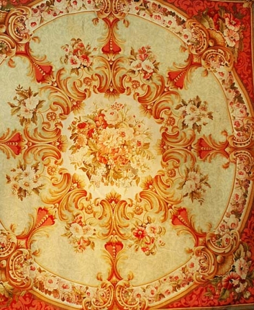 Lot image - Wool and Metallic Thread Aubusson Rug