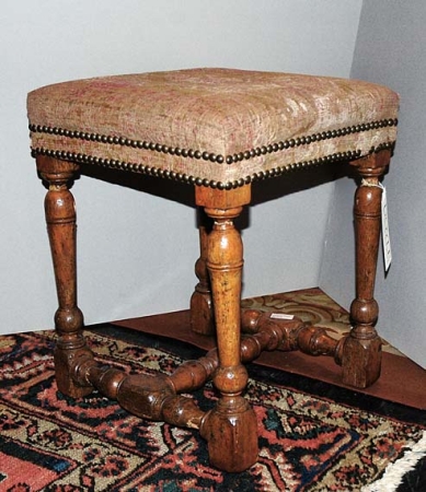 Lot image - Continental Baroque Walnut Stool