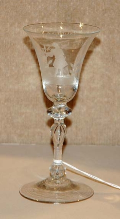 Lot image - Dutch Etched Glass Baluster Goblet