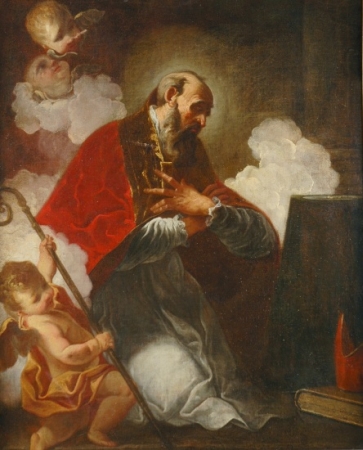 Lot image - Circle of Giovanni Battista Vincentino (the Elder) Pittoni A Bishop Saint, possibly Saint Augustine of Hippo