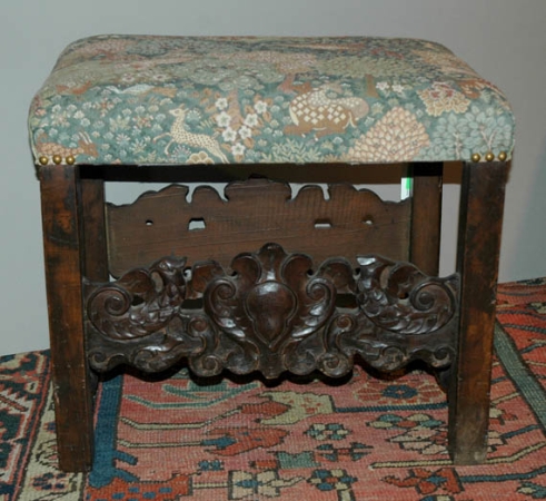 Lot image - Continental Baroque Walnut Stool