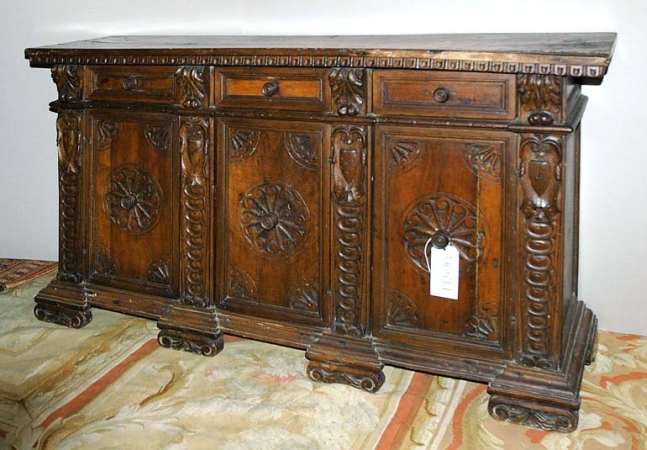 Lot image - Italian Baroque Walnut Credenza
