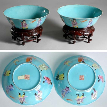 Lot image - Pair of Chinese Famille Rose Glazed Porcelain Bowls