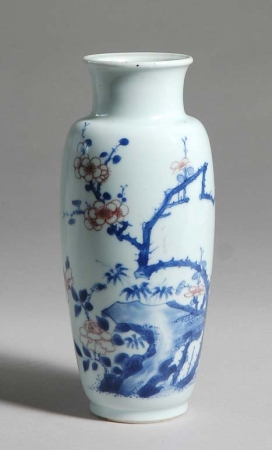Lot image - Chinese Blue, Red and White Glazed Porcelain Vase