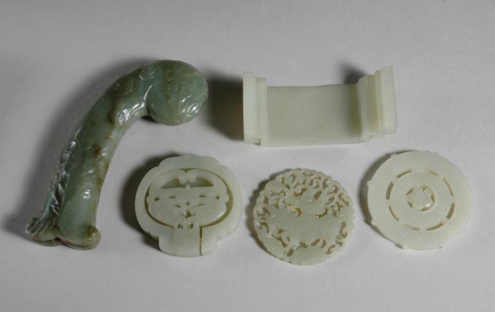 Lot image - Group of Six Chinese Jade Articles