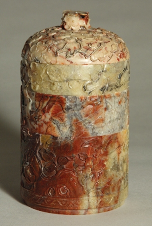 Lot image - Carved Soapstone Jar and Cover