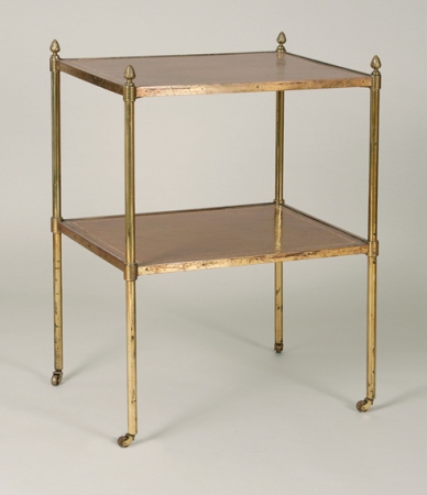 Lot image - Gilt-Metal and Leather Embossed Two-Tier Side Table