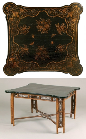 Lot image - Fine Chinese Black Lacquered and Parcel Gilt Bamboo Low Table