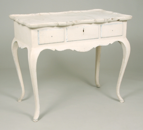 Lot image - Swedish Rococo Style White Painted Tray Top Side Table