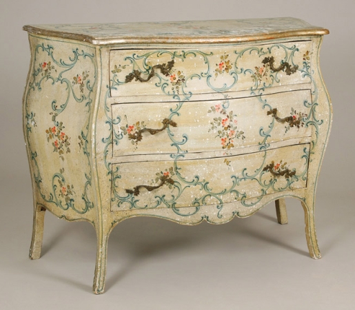 Lot image - Italian Rococo Style Painted and Silver-Gilt Commode