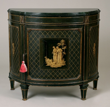 Lot image - George III Style Ebonized and Parcel Gilt Cabinet