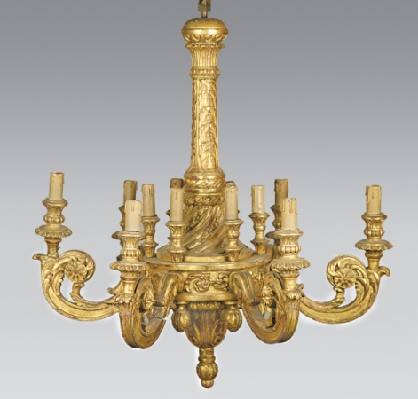 Lot image - Italian Baroque Style Gilt-Wood Twelve-Light Chandelier