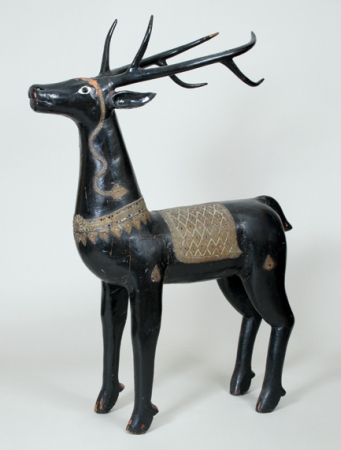Lot image - Indonesian Black Painted and Glass Inlaid Stag