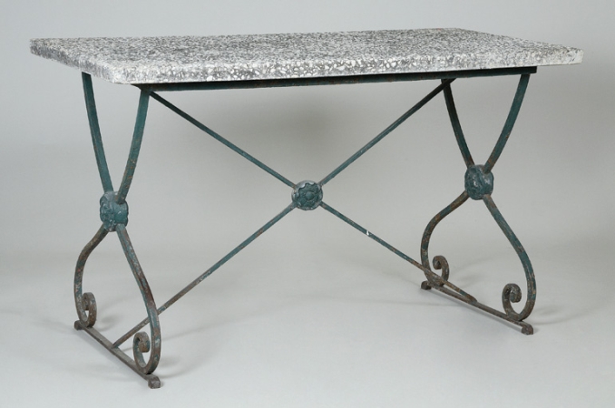 Lot image - Green Painted Wrought Iron Center Table