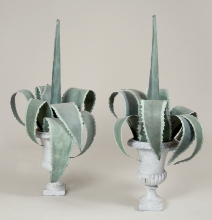 Lot image - Pair of Painted Cast Iron Urns