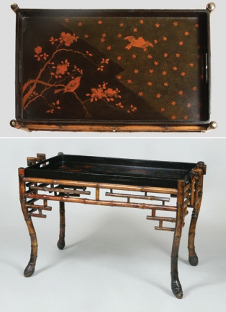 Lot image - Chinese Black Lacquered and Parcel Gilt Tray Table
