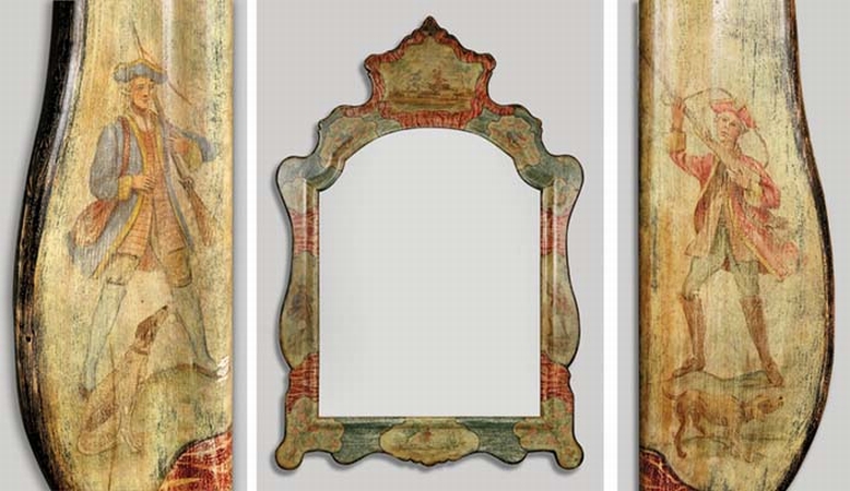 Lot image - Italian Rococo Style Painted Mirror