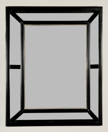 Lot image - Flemish Baroque Style Black and Silver Painted Mirror