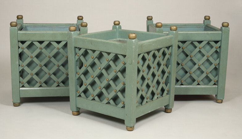Lot image - Set of Four Green Painted Wood Tubs