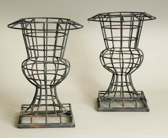 Lot image - Pair of Wire Urn-Form Baskets