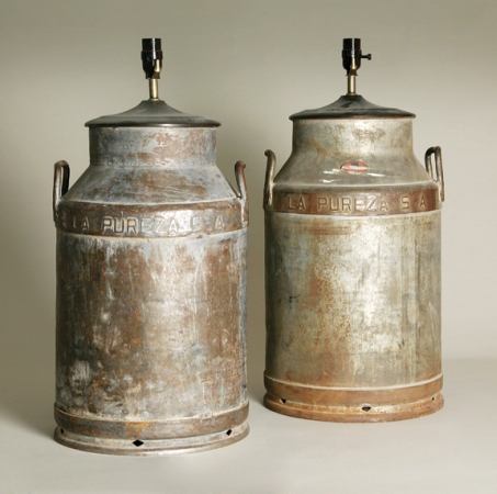 Lot image - Pair of Tin Milk Cans
