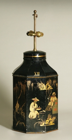 Lot image - English Black Painted Tin Tea Canister