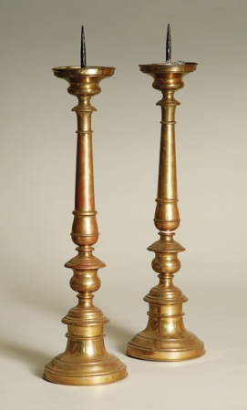 Lot image - Pair of Brass Candlesticks
