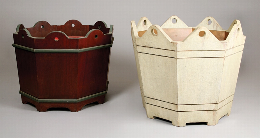 Lot image - Two Painted Wood Garden Tubs