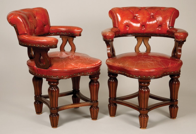 Lot image - Pair of William IV Style Mahogany Desk Chairs