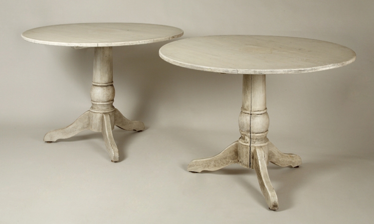 Lot image - Pair of Rustic White Painted Center Tables