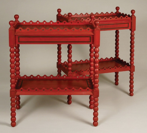 Lot image - Pair of Iron Red Painted Side Tables