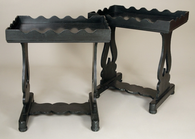 Lot image - Pair of Ebonized Tray Top Tables