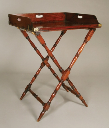 Lot image - English Brass Mounted Mahogany Butlers Tray on Stand