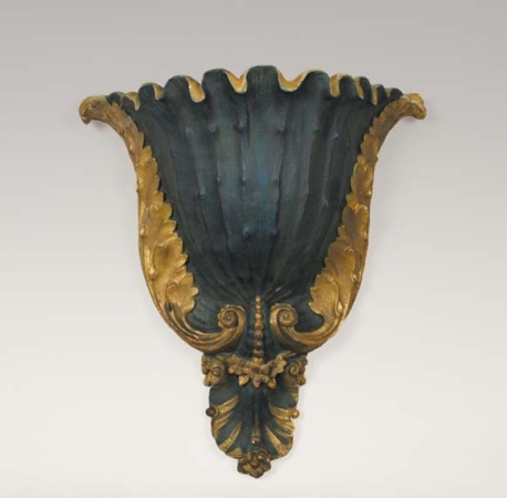 Lot image - Italian Rococo Style Green Painted and Parcel Gilt Composition Wall Urn