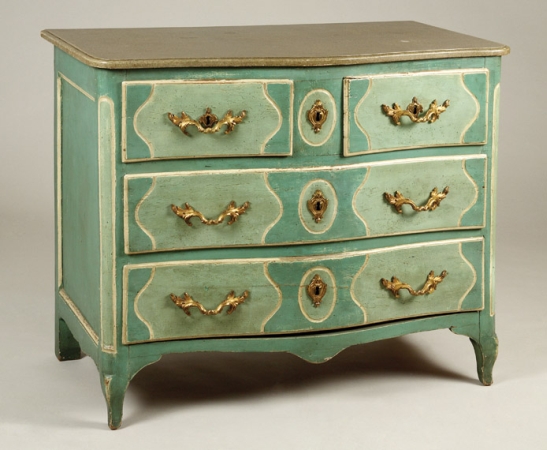 Lot image - Provincial Louis XV Blue Painted Commode