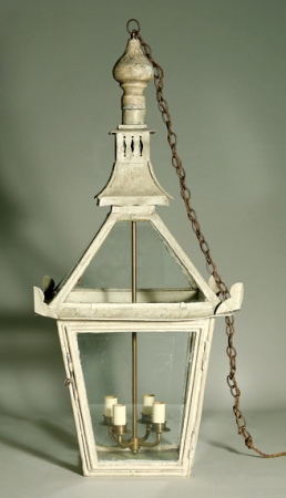 Lot image - Cream Painted Tole Lantern