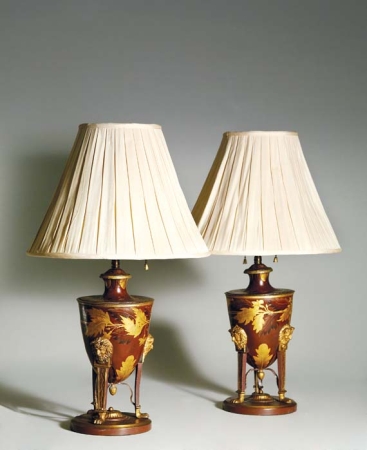 Lot image - Pair of Painted Tole Lamps