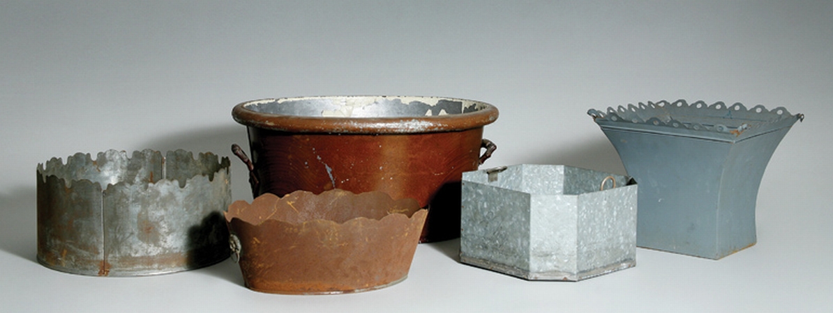 Lot image - Group of Five Tole Jardinieres