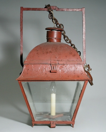 Lot image - Red Tole Hanging Lantern