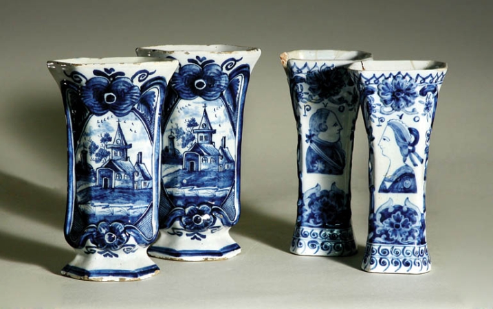 Lot image - Two Pairs of Dutch Delft Vases