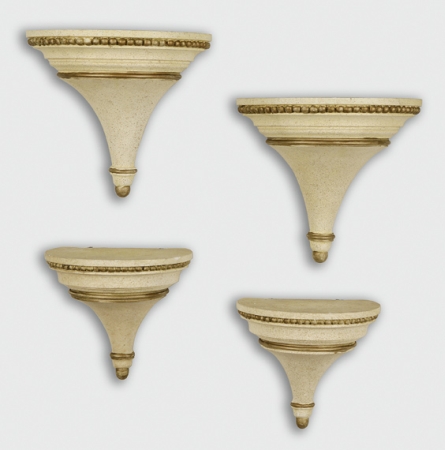 Lot image - Two Pairs of Painted and Parcel Gilt Plaster D-Form Brackets