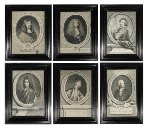 Lot image - After N.A. Coypel SIMON GUILLAIN Engraving, 1658; Together with Five Other 17th-18th Century Continental Portrait Engravings (6)
