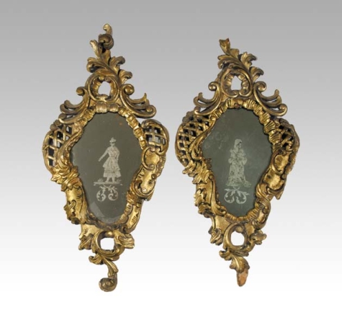 Lot image - Pair of Italian Rococo Style Gilt-Wood Mirrors
