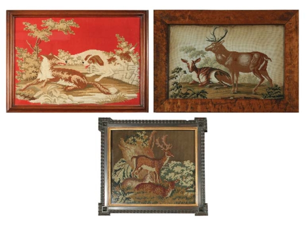 Lot image - Group of Three Needlework Pictures