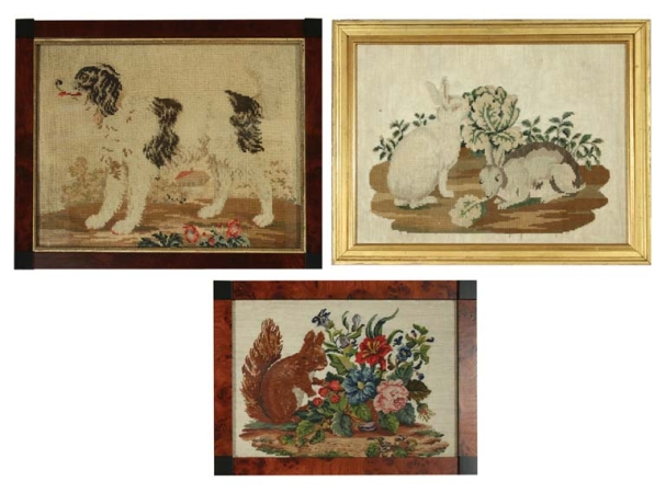 Lot image - Group of Three Needlework Pictures