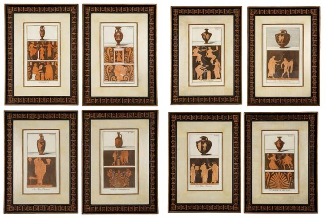 Lot image - Sir William Hamilton [ANTIQUE VASE DESIGNS] Eight hand-colored engravings.