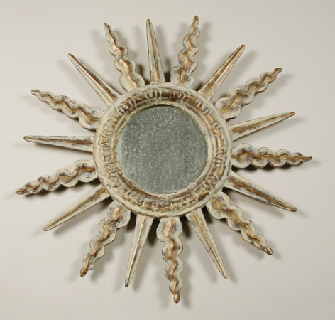 Lot image - Painted and Parcel Gilt Resin Sunburst Mirror